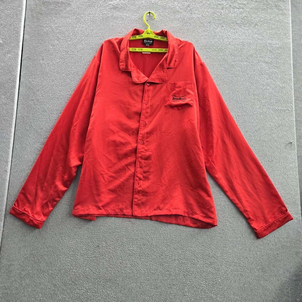 Dogg Supply by Snoop Dogg Men Sleepwear 3XL Red Satin Shirt Pajama Top Logo